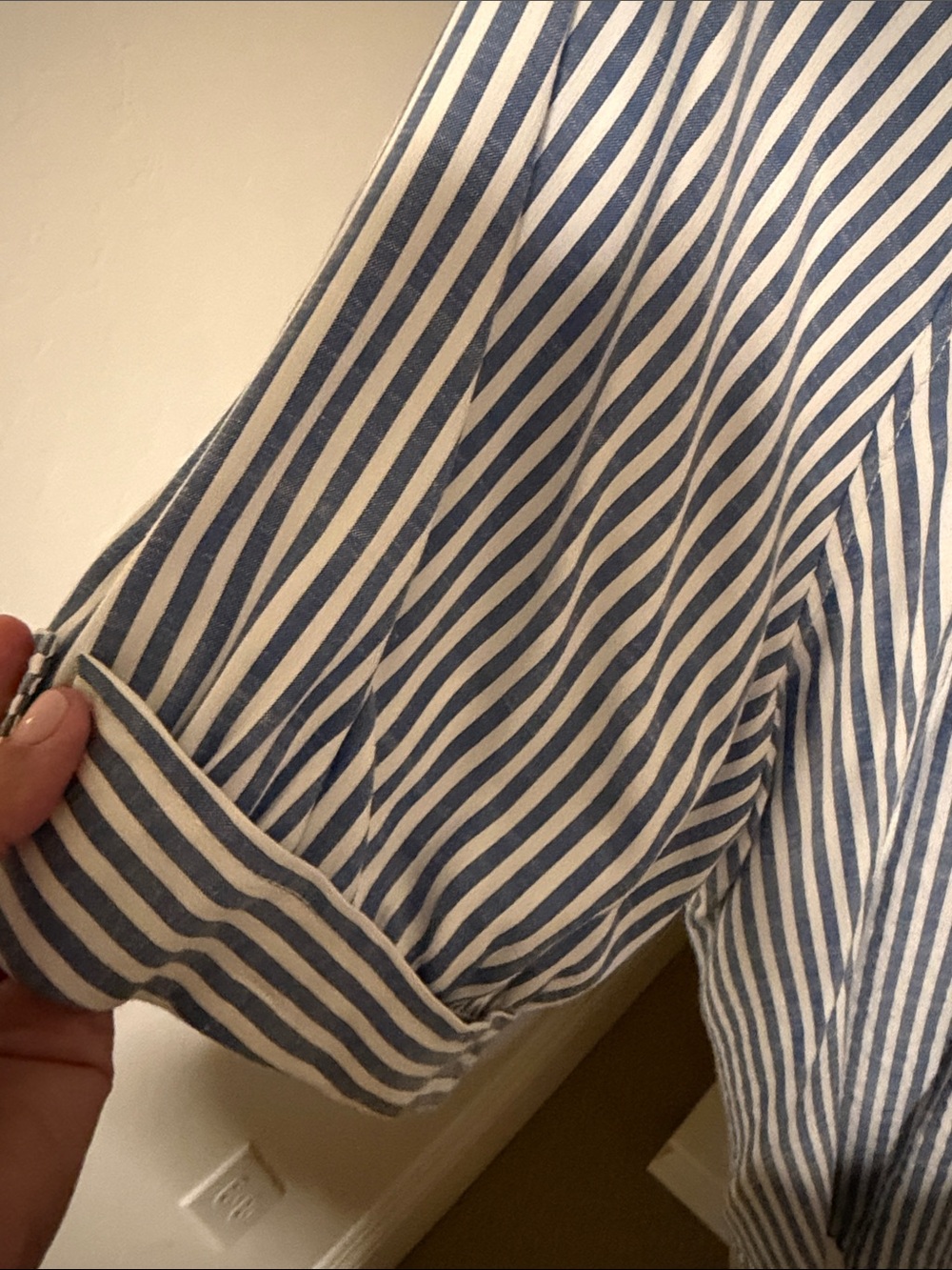 Womens Max Studio Blue & White Striped Casual Button-Down Shirt - Picture 3 of 4